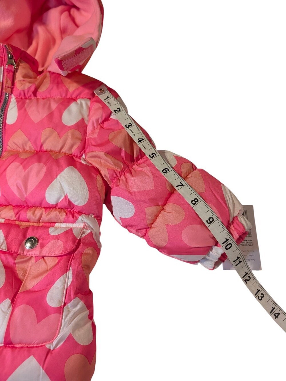 Berkley Jensen Kids Pink Heart Puffer Jacket Hooded Winter Coat Size 2T - Picture 7 of 13